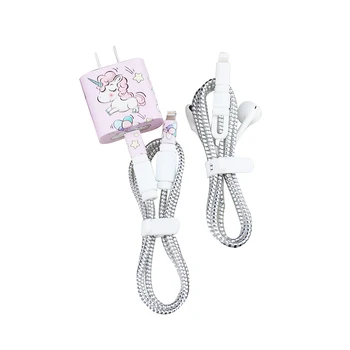 

Cartoon Unicorn USB Charger Cable Protector Cable Winder Charging stickers Spiral Cord protector For iPhone 11 11pro max