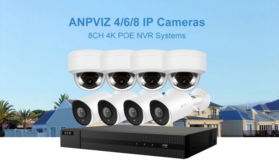 Anpviz 8CH 4K NVR 5MP купол и цилиндрическая PoE Комплект ip-камеры с аудио дома/на открытом воздухе системы безопасности CCTV видеонаблюдение NVR комплект
