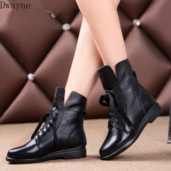 

Autumn and winter new flat boots with Martin boots women's flat with retro casual plus velvet warm women's cotton boots