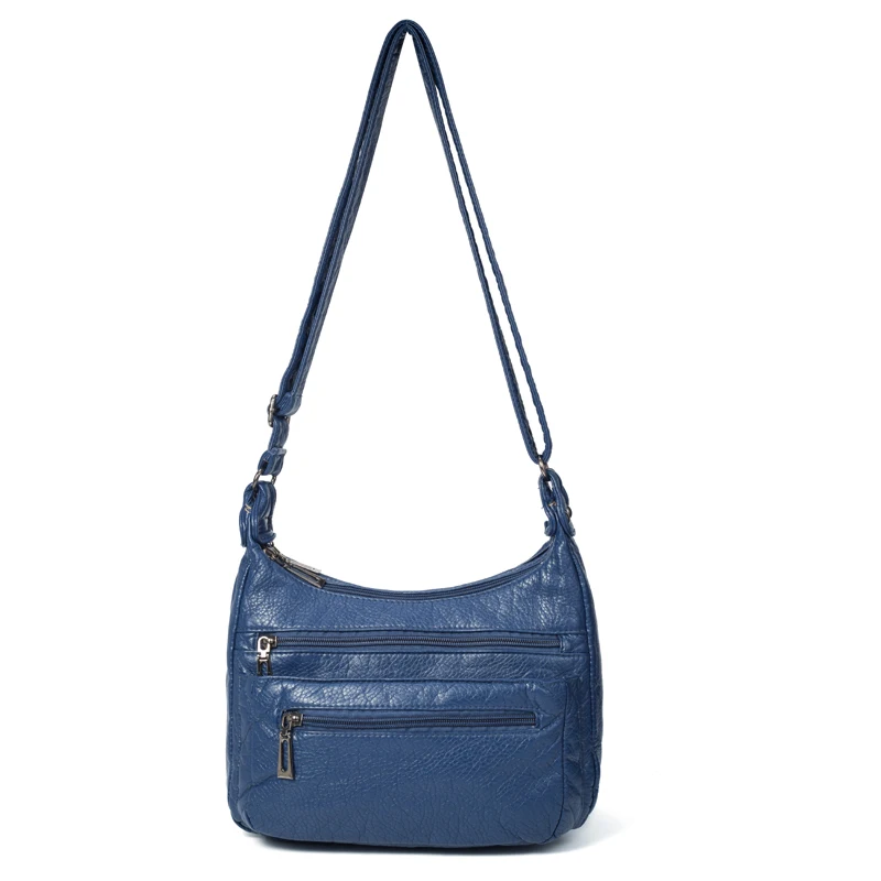 Annmouler/Модная женская сумка через плечо, мягкая сумка через плечо для девочек, синяя сумка-мессенджер с несколькими карманами, сумочка из искусственной кожи, кошелек