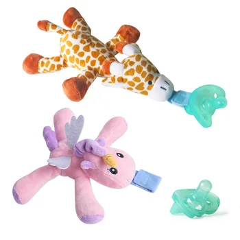 

Pacifier Clips Eenbei Velcro Silicone Pacifier Babies Detachable Animal Plush Toys Boys Girls Cartoon Nipple Feeding Accessories