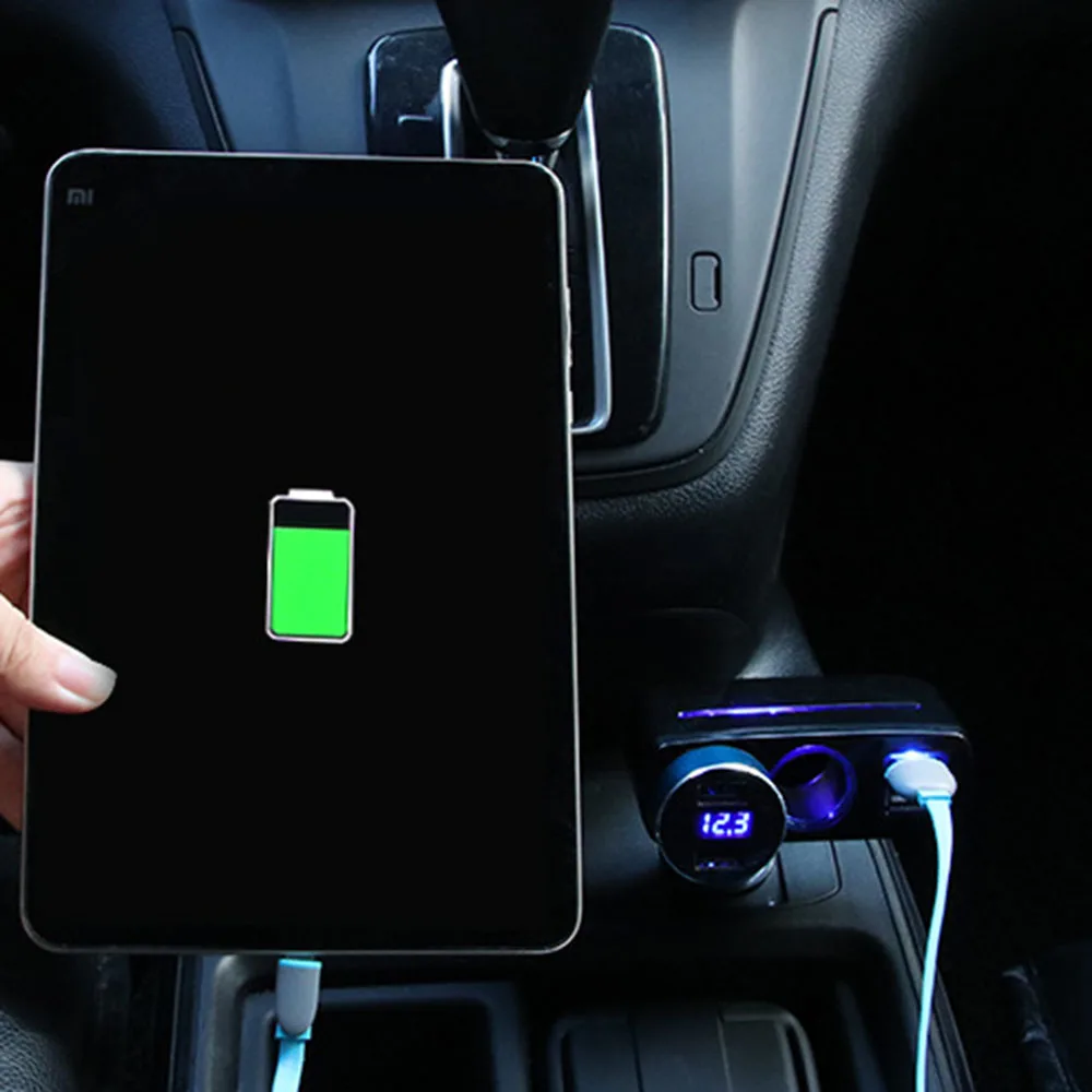 3.1A 2 порта двойное зарядное устройство USB розетка для автомобильного прикуривателя с зарядкой напряжения ЖК-дисплей USB адаптер питания зарядное устройство 12 в 24 В