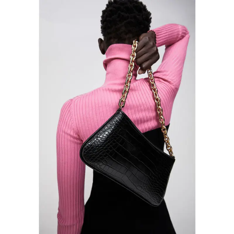 Crocodile Pattern PU Leather Female Shoulder Bag Fashion Ladies Armpit Bag Vintage Women Purse Handbags Small Clutch