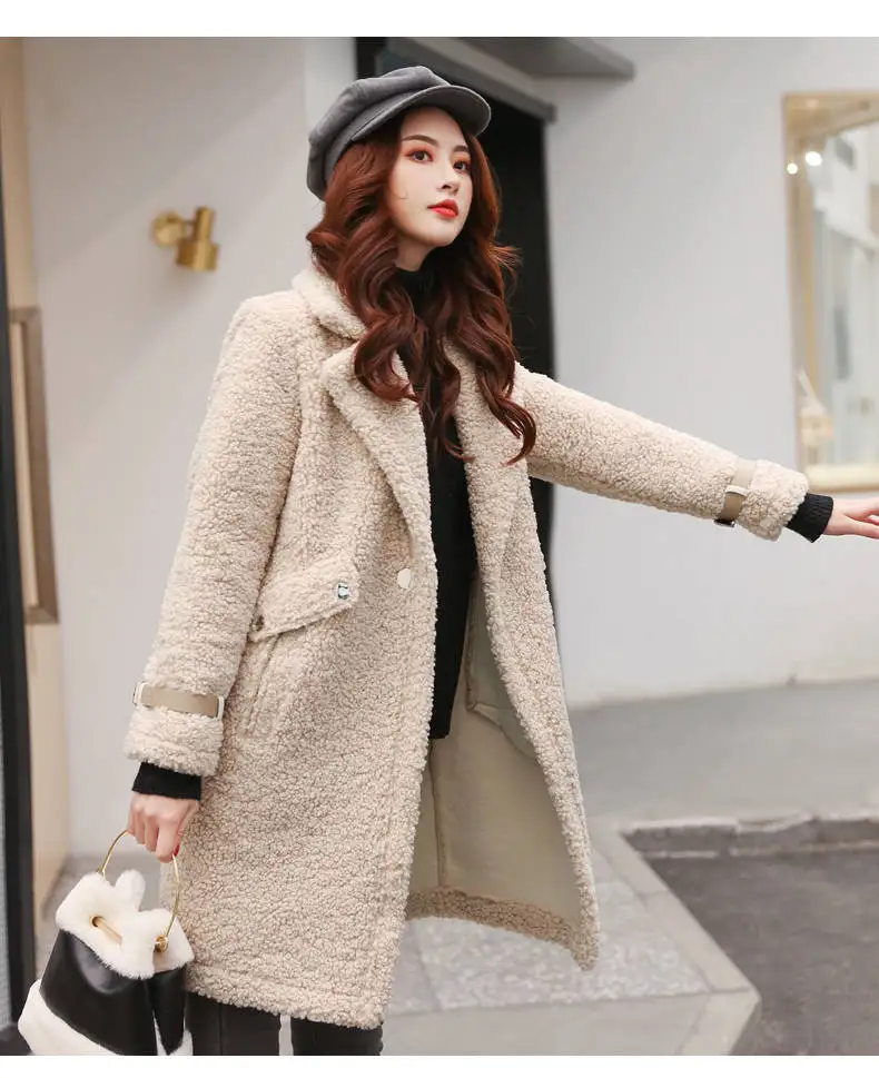 Женская длинная куртка из искусственного меха, куртка, зимняя теплая мягкая шерсть, пальто