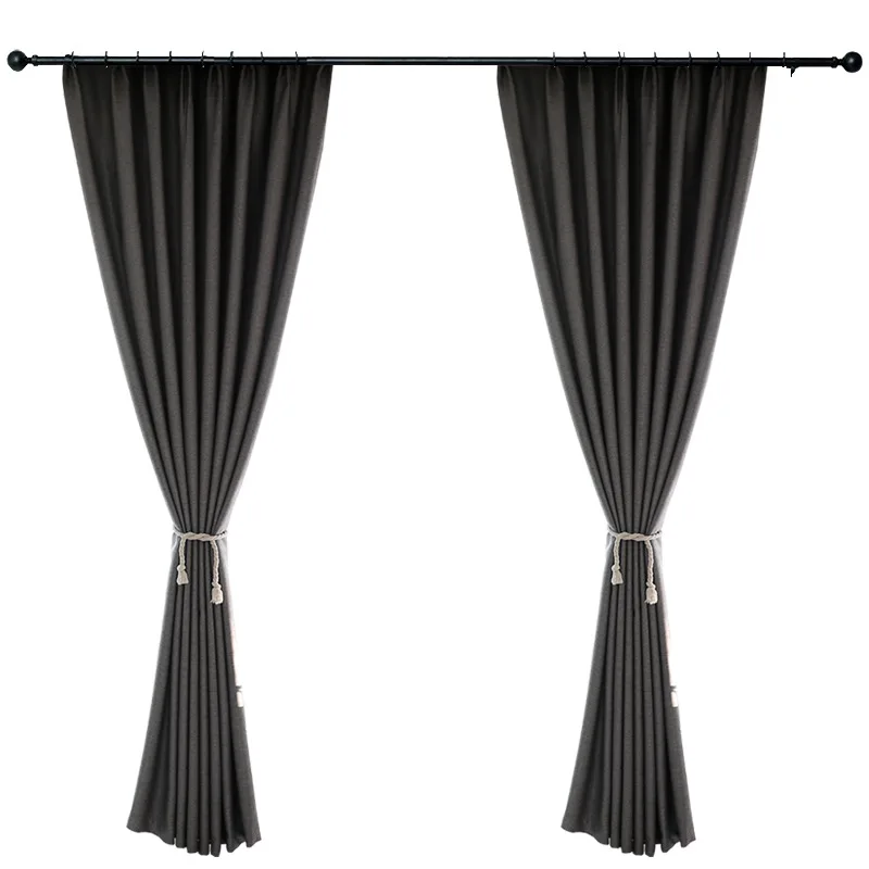 

Modern Simple Solid Color Cotton and Hemp Curtains In Northern Europe Living Room Bedroom Fluttering Dormitory Curtains
