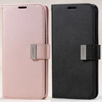 

LAPOPNUT Flip Fold Leather Wallet Metal Buckle Slim Phone Cover Case for Samsung Galaxy Note10 5G S10 S10e S8 S9 Plus S7 S6 Edge