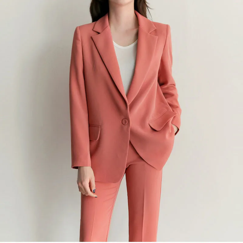 Kantoor OL pak dames en najaar mode nieuwe losse casual pak jas negen/broek tweedelige set