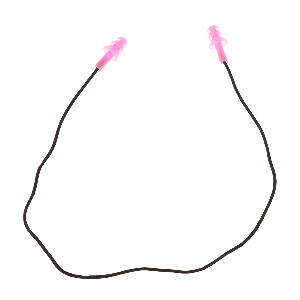 1 Pair Soft and Flexible Ear Plugs With String Cord for Swimming or Sleeping Silicone Swimming Earplugs Ear Protection