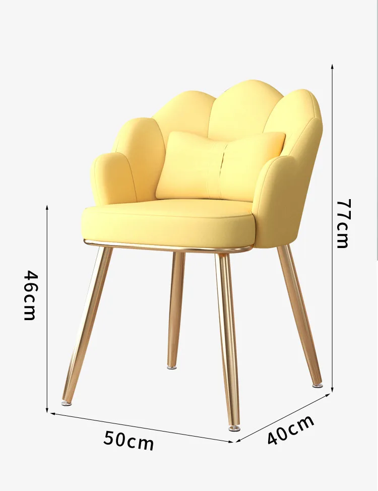 Light Luxury Dinning Chair Bedroom Backrest Fabric Living Room Makeup Chair Golden Foot Bedroom Chairs For Home Decoration