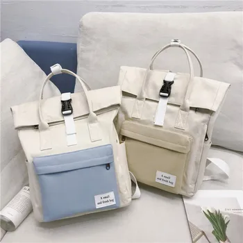

Backpack Women School-Bags Shoulder Teenage Vintage Girls Simple-Style Fashion Solid
