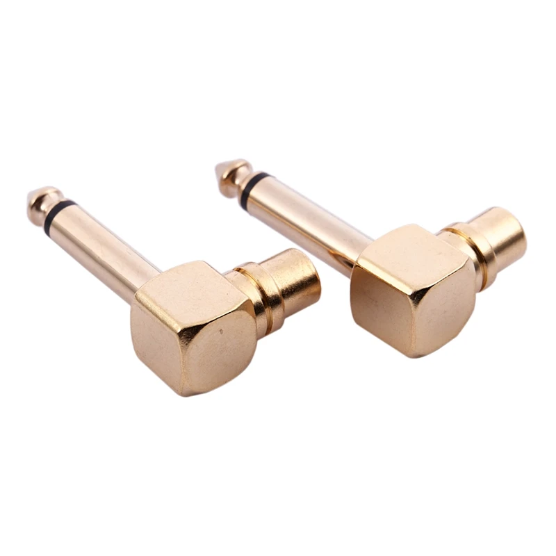 2-PACK RCA Женский Джек 1/4 дюйма моно-штекер прямоугольный аудио адаптер, золото
