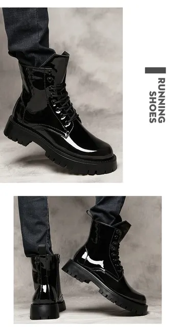 Botas de charol con plataforma para hombre, zapatos de lujo, a la moda, para  fiesta, club nocturno - AliExpress