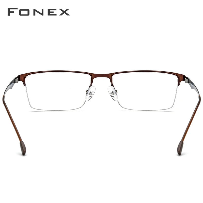 FONEX сплав очки рамки для мужчин квадратный близорукость по рецепту очки мужские металлические полуоправы оптические оправы без винтов очки