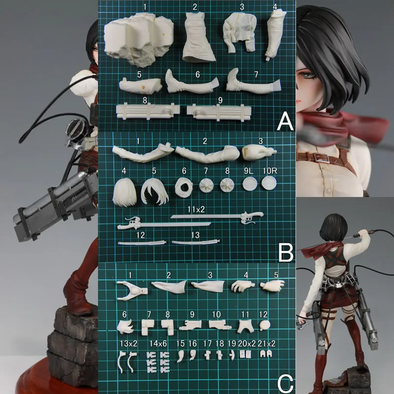 Mikasa Ackerman Attack On Titan 1/7 unpainted statue figure model resin kit 