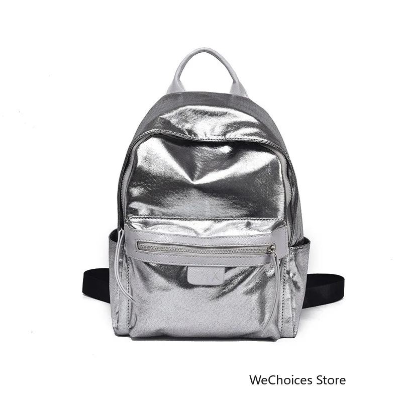

2018 New hologram silver pink laser backpack holographic bag girls mochila feminino school leather daypack zaino olografico