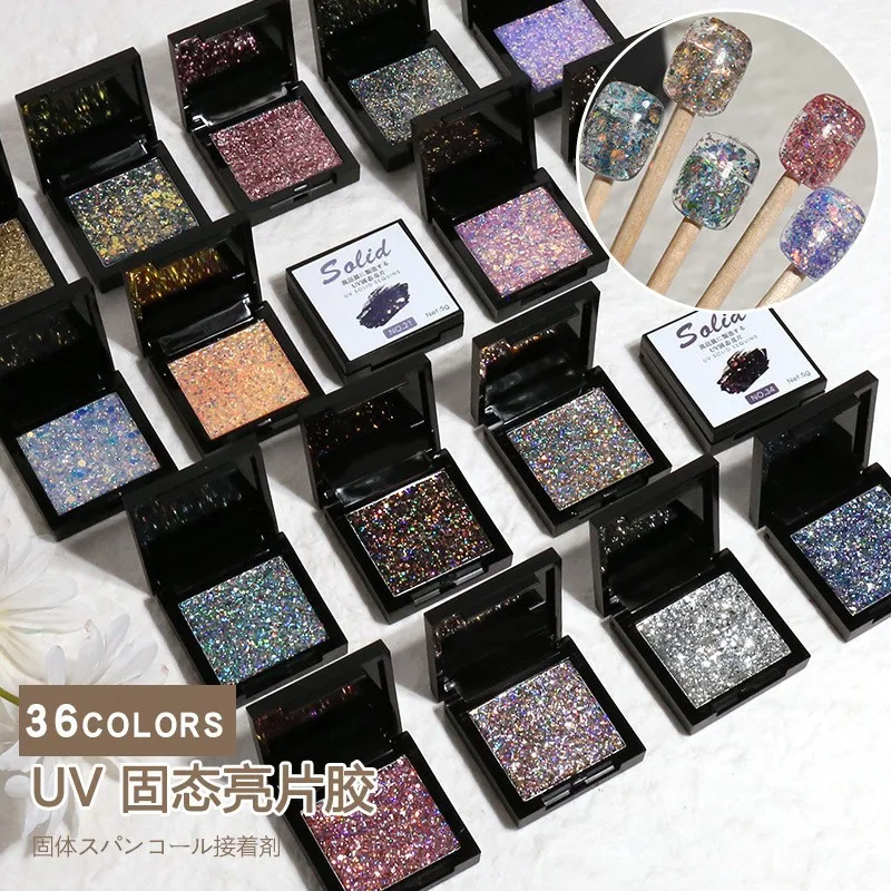 

36 Colors Glitter UV Solid Sequin Glue Gel Nail Polish Set Super Glitter Gel Polish Kit Nail Art Design Kit for Manicure DIY Gel