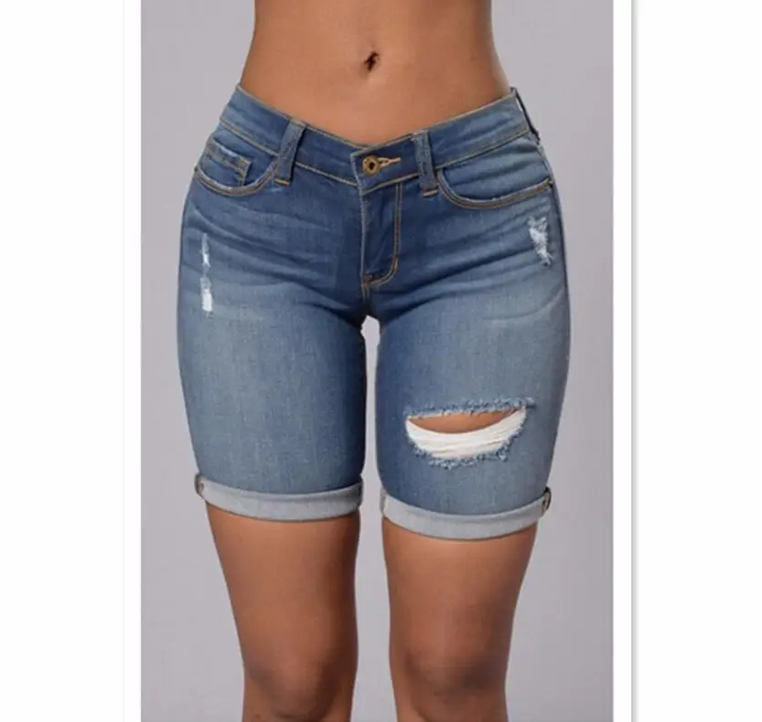 

summer hole shorts denim jeans tight beach Fashion Women Short Pants Solid Casual Low Skinny Feminina Denim Shorts