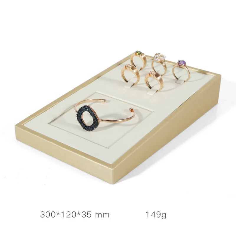 Set tray DIGU бежевый pu кожаный ювелирный нефритовый дисплей реквизит оконная подвеска кольцо стойка для ювелирных изделий - Цвет: Set tray