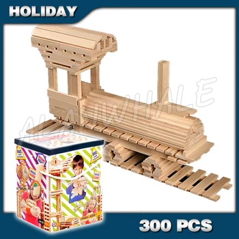 

300pcs original Natural-Colored Wooden Building Blocks CitiBlocs Deluxe Gift Set Bricks Early education Desktop assembling toys