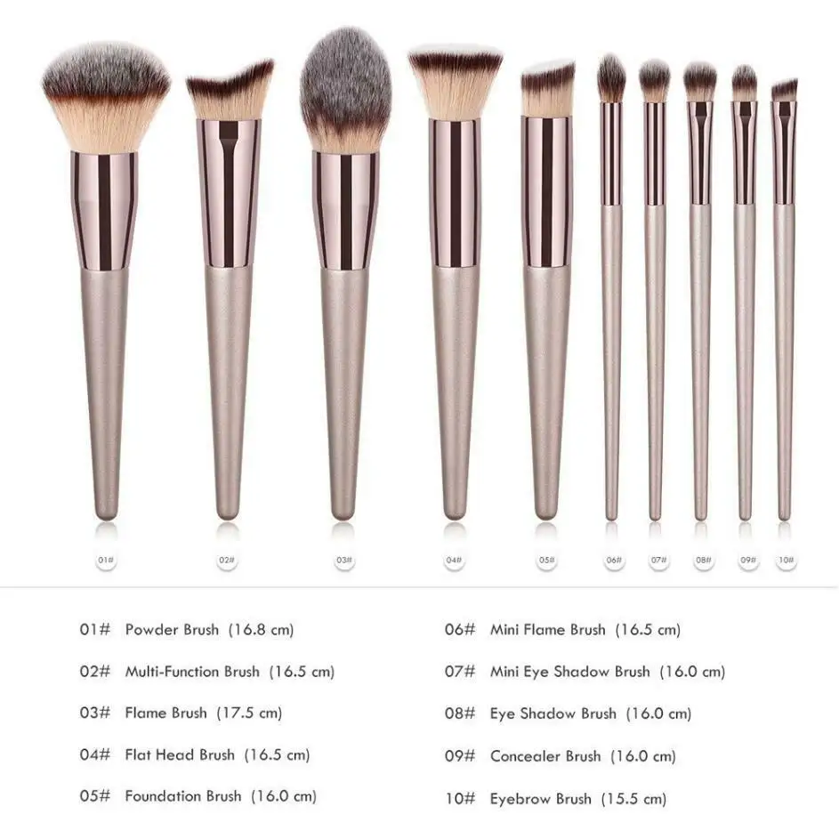 Luxury Champagne Makeup Brushes Set for Foundation Powder Blush Concealer Eyeshadow Lip Eye Make Up Brush 4
