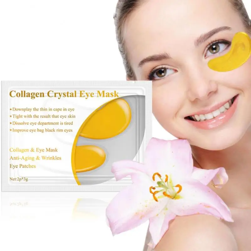 2Pcs=1Pair 24K Gold Crystal Collagen Eye Mask Patches For Eye Care Dark Circles Black Remove Skin Protect Mask Anti-Aging TSLM2