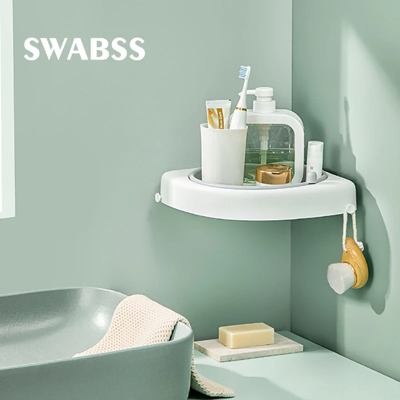 

Полка для хранения без перфорации Вращающаяся на 360 градусов водонепроницаемая стойка-органайзер для угловой пластиковой полки для хранен...