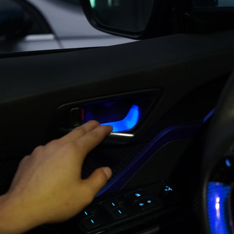 Передняя и задняя дверная ручка освещение в форме чаши для Toyota CHR 2018 красная синяя