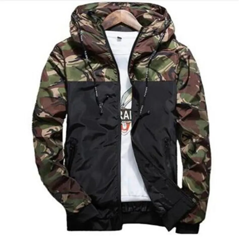 

Spring Autumn Mens Casual Camouflage Hoodie Jacket Men Waterproof Clothes Men's Windbreaker Coat Male Outwear