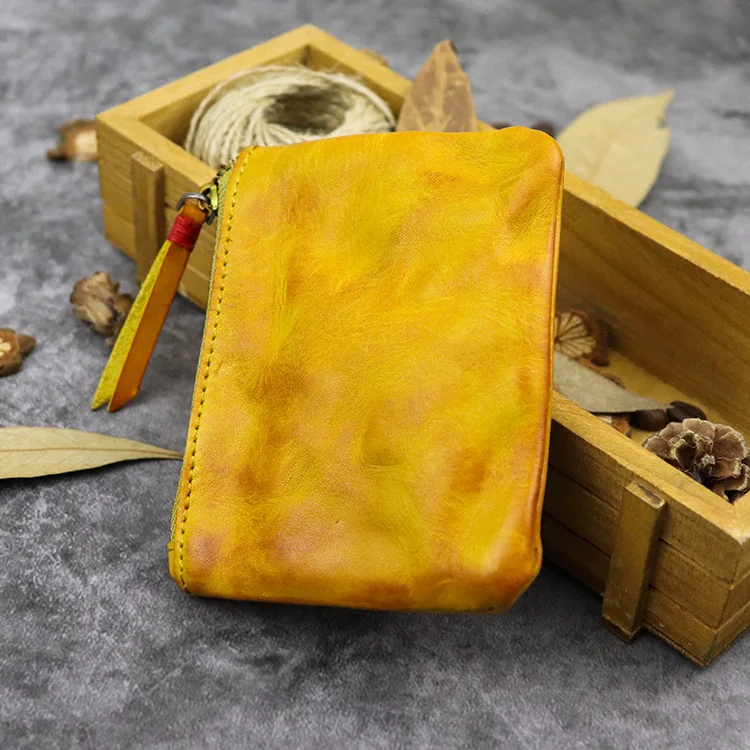 Кошелек для монет из натуральной кожи, винтажные Мини кошельки на молнии, чехол, сумка для хранения, держатель для карт, карман для мужчин и женщин