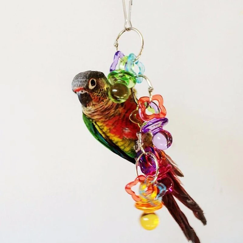 Parrot Toys Creative Acrylic Birds Standing Chewing Rack Toys Bead Ball Shape Parrot Bird Toys Accessories Supplies