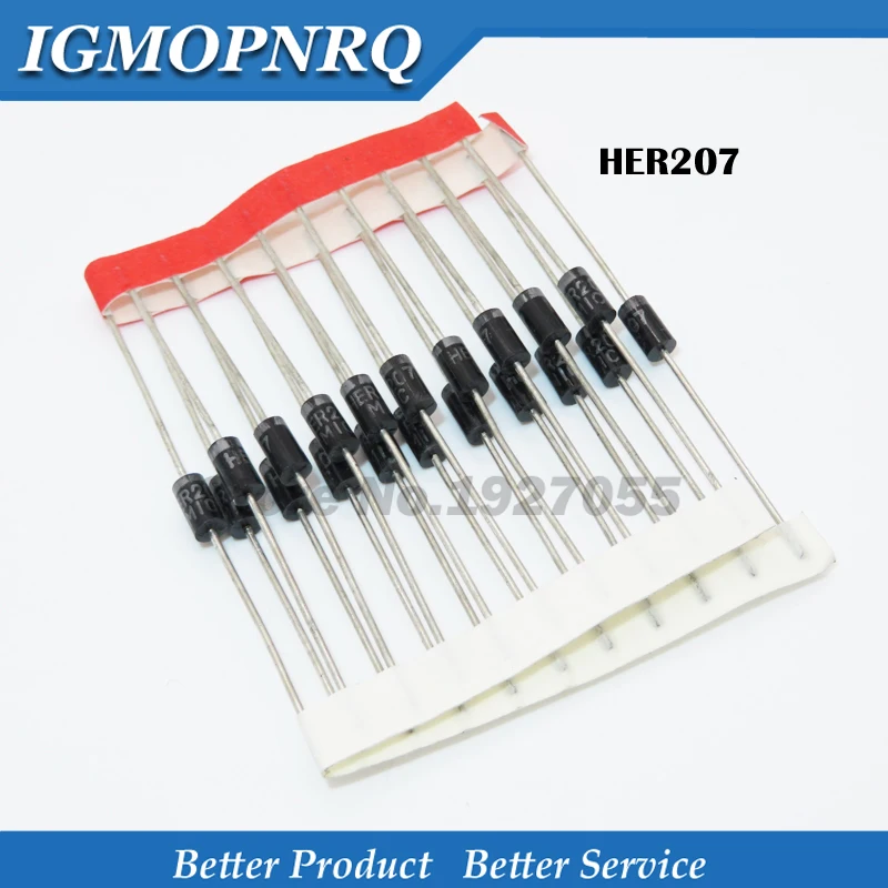 

100 PCS/Lot HER207 HER207 Rectifier Diode 800v2a DO-15 wholesale DIP electronic components