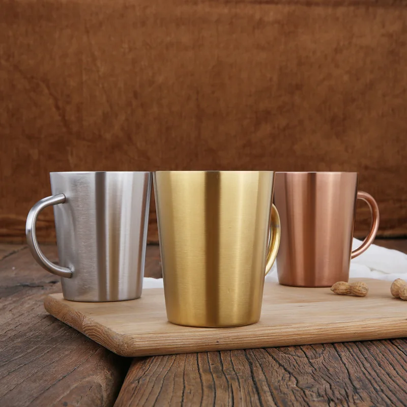 304 Stainless Steel Double Wall Coffee Mug Originality Cup Heat Insulation Defence Burn Household Beer Glass Malt Liquor Cups | Дом и сад