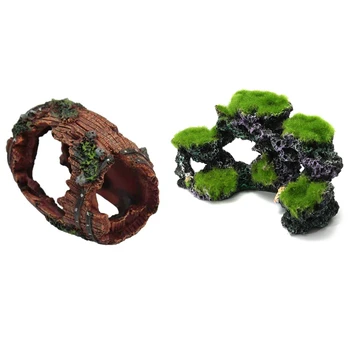

1pcs Resin Aquarium Coral Reef Moss Rock Fish Tank & 1pcs Barrel Sinking Barrel Aquarium Decoration