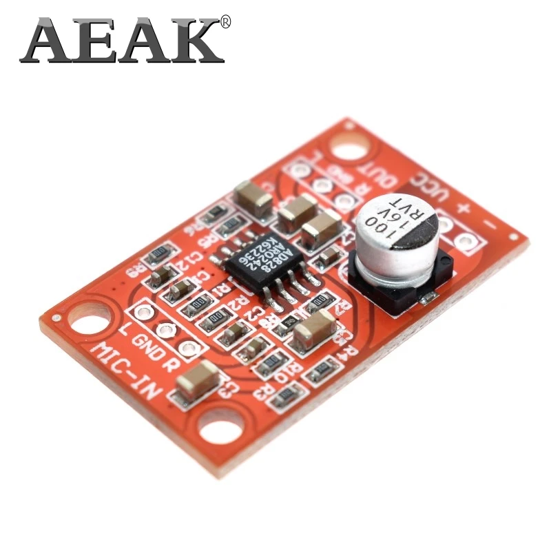 AEAK DC 3 8 V 15V AD828 стерео Динамический микрофон предусилитель доска микрофона Модуль