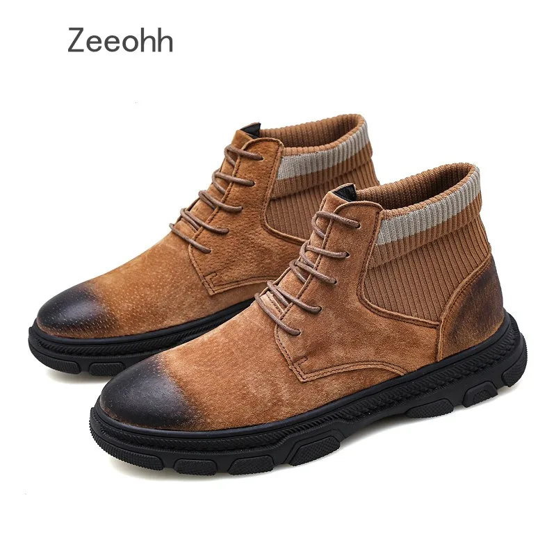 

Zeeohh Fashion Sneakers For Men Classic Lace-up High Style Spring Autumn Vulcanized Flat With Casual Shoes Men Large Size 39-45