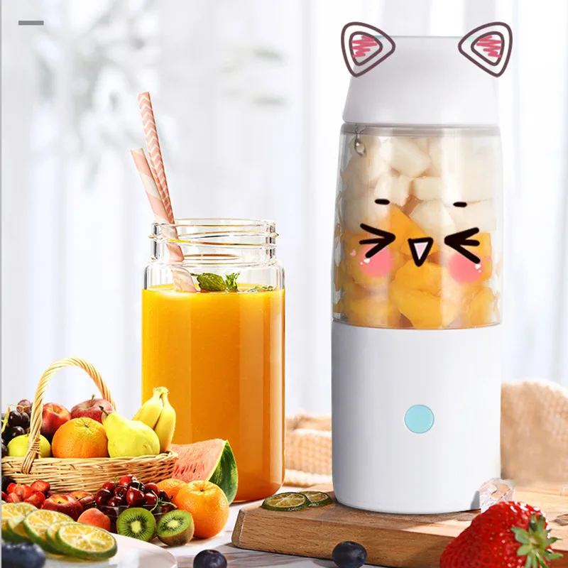 400 мл мини милый мультфильм сок френчпресс портативная соковыжималка Электрический USB Перезаряжаемый блендер для фруктовых коктейлей машина миксер Спортивная бутылка