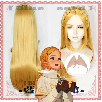 

Princess Zelda Cosplay Wigs Elf ears The Legend of Zelda Breath of the Wild Heat Resistant Synthetic Long braid Hair Wigs 80cm