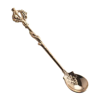 

Retro Zinc Alloy Tableware Creative Thistle Leaf Coffee Spoon Crown Spoon