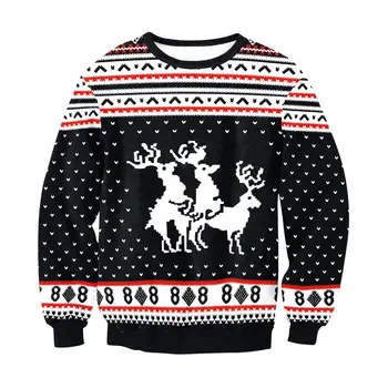 

3D Christmas Man women Ugly Christmas Sweater Couple Watching clothing Unisex Lovers for Men female black sweater Autumn Winter