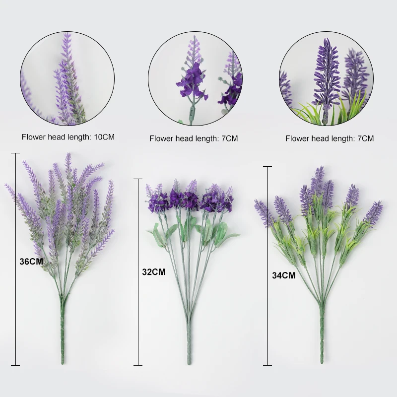 Ramo de Flores Artificiales para Boda, Plantas Falsas con Flocado de Lavanda para Interior y Exterior, Hogar, Cocina y Mesa de Oficina - Imagen 6