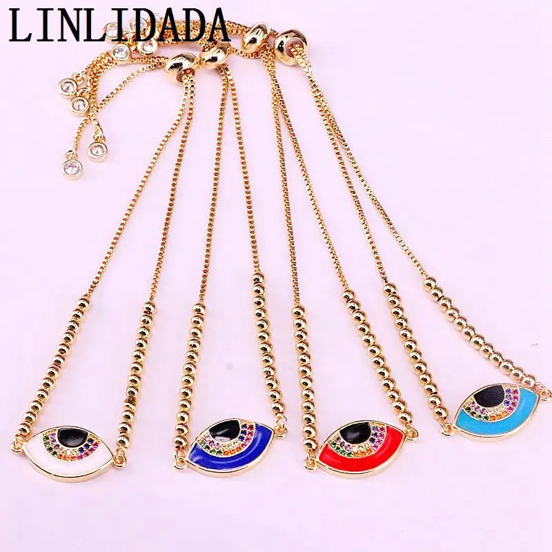 8 штук/упаковка, чешские тонко выполненные глаз глазурированный коннектор цепь браслет, ювелирные изделия с бриллиантами Регулируемый Браслет для Для женщин и девочек