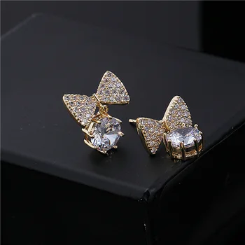 

Online Celebrity Earrings S925 Silver Needle Women's Earrings Bow Zircon Smart Earrings South Korea Ornament
