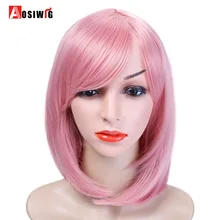 AOSIWIG, женский короткий прямой парик, костюм для Хэллоуина, вечерние, высокотемпературные, синтетические, Лолита, косплей, парик