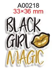 Black Women Printed Planar Resin Flatback Charms 30Pcs/lot for DIY Hair Bow Bag Phone Craft Accessories Material