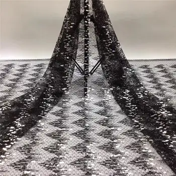 

African lace fabric embroidery 5yards French Hollow design beautiful sequins tulle lace fabrics for sewing FJA42002