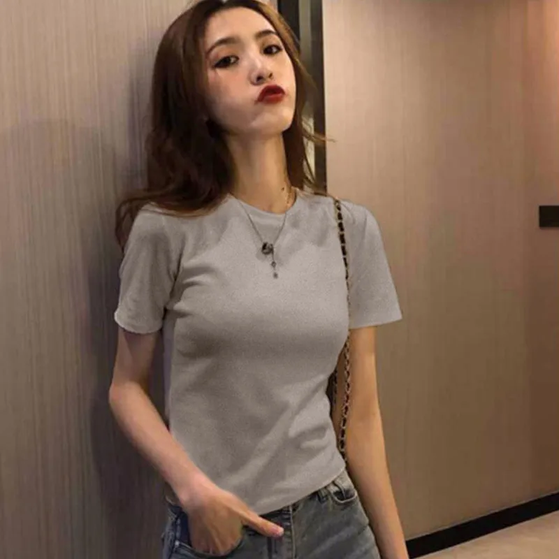 Футболка camiseta mujer Harajuku футболка женская Новая Летняя модная однотонная