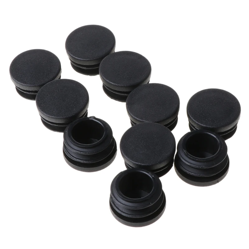 10Pcs Black Plastic Furniture Leg Plug Blanking End Bung For Round Pipe Tube