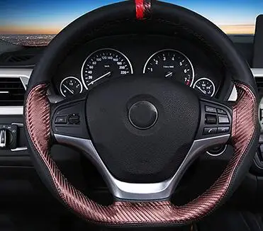 5 цветов DIY углеродный мягкий авто чехол рулевого колеса автомобиля с иглами и резьбой искусственная кожа автомобиля Стайлинг чехлы Люкс - Название цвета: Coffee