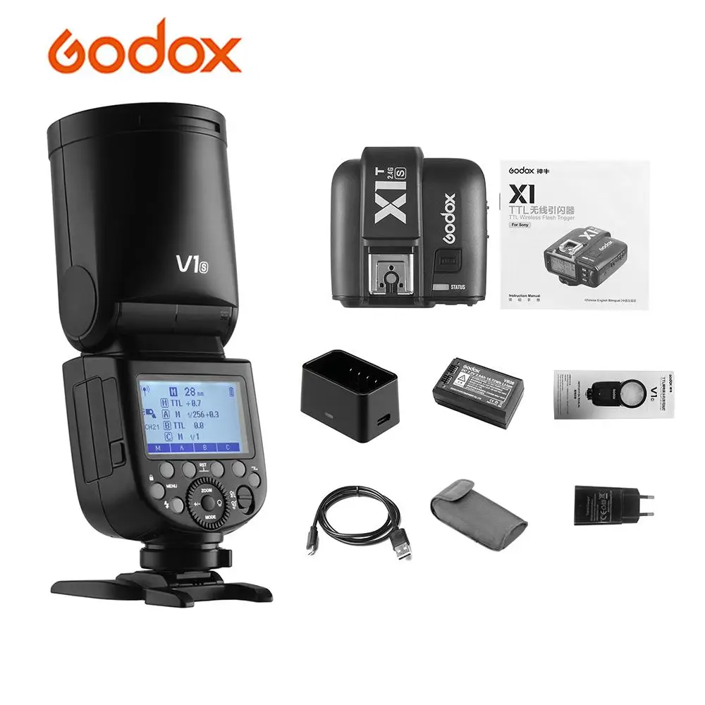 Godox V1S фотовспышка X1T-S ttl Flash Trigger Transmiter для sony A7RII A58 A99 ILCE6000L Свадебная студийная для портретной съемки
