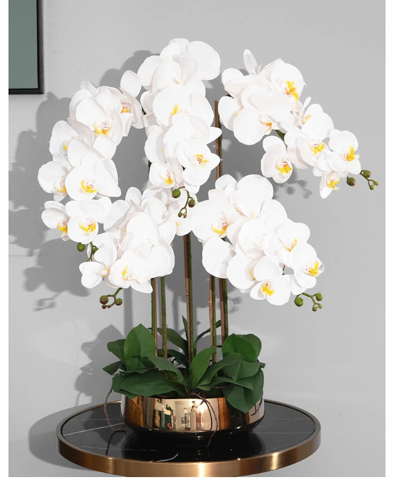 1 Set di orchidee artificiali di alta qualità disposizione lattice silicio  tocco reale tavolo di lusso di grandi dimensioni fiore Home Hotel Decor No  vaso - AliExpress Home & Garden